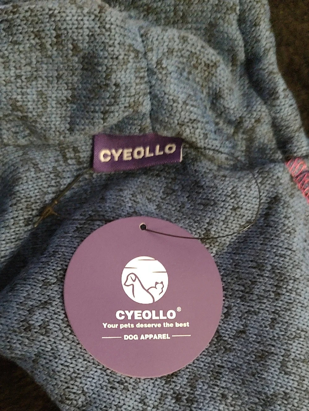 cyeollo XL Dog Jacket Coat Fleece Dog Blue with Pink Reflective